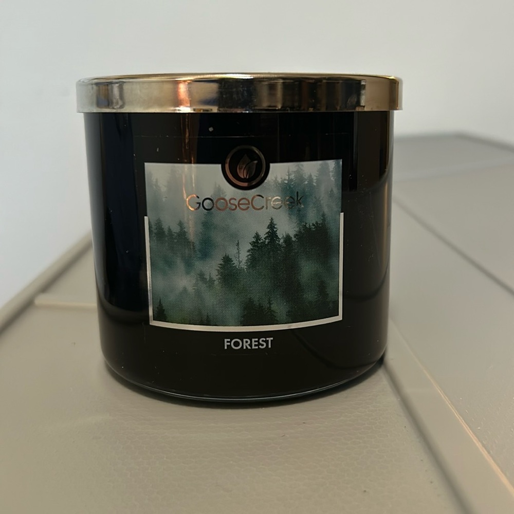 Brand new 14.5 ounce Goose Creek “Forest” scent candle